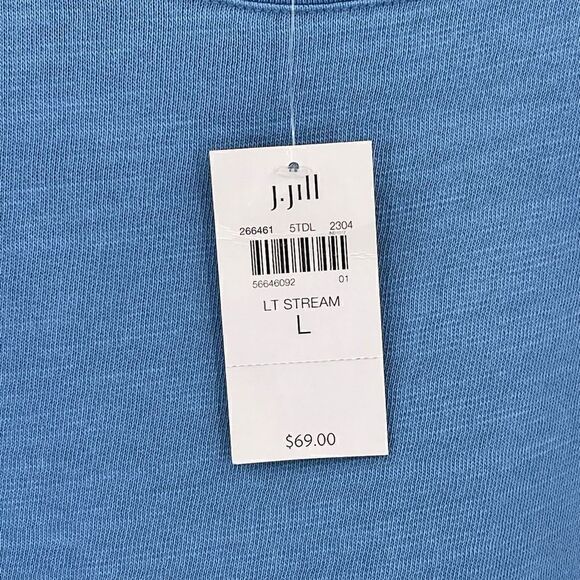 J Jill Pure Jill Terry Cloth Shirt Women Large Blue NWT Casual Comfort - Picture 5 of 7